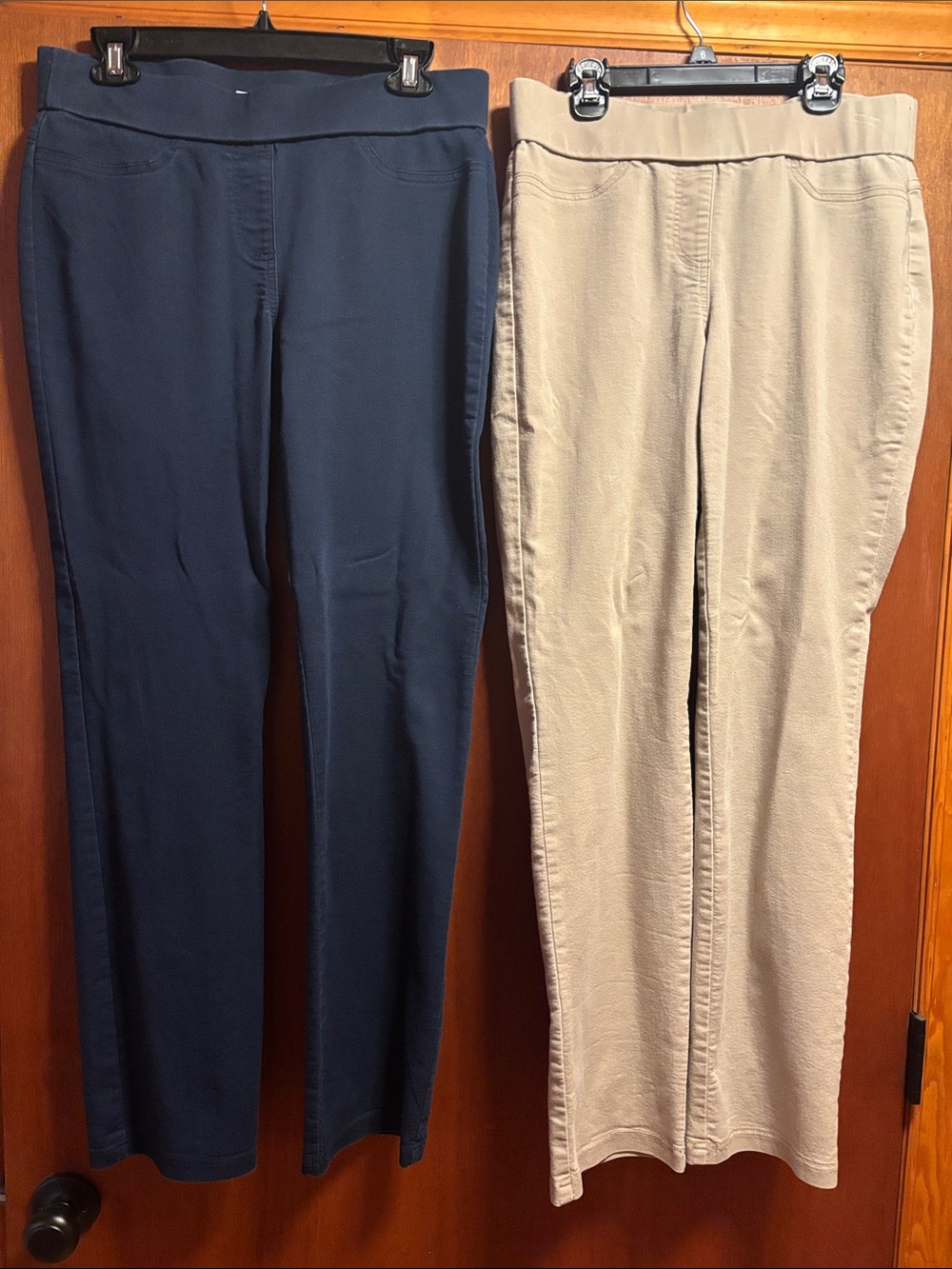 Kim Rogers Straight Leg Pull-On Pants - Navy and Khaki